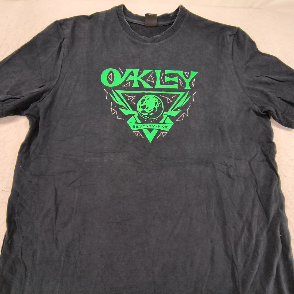 Oakley Crew Neck Graphic Short Sleeve Shirt Mens Size Large L Black Green